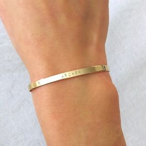 personalized thin gold filled cuff bracelet bangle